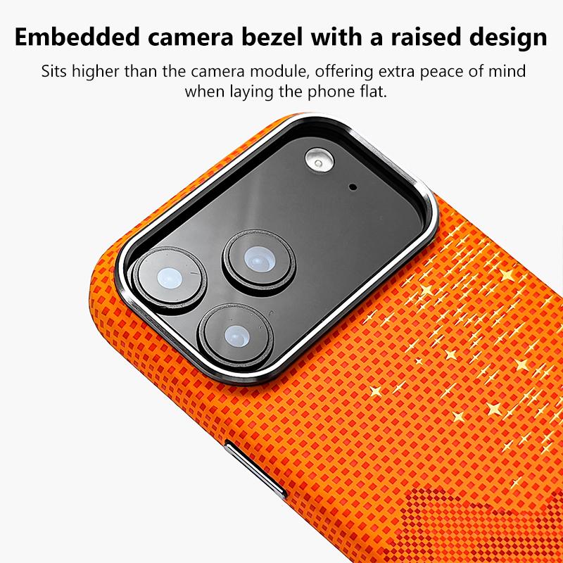 Compatible with iPhone 18 Pro Max & 17 Pro Max Kevlar Texture Water Sticker Magnetic Phone Case - Blue