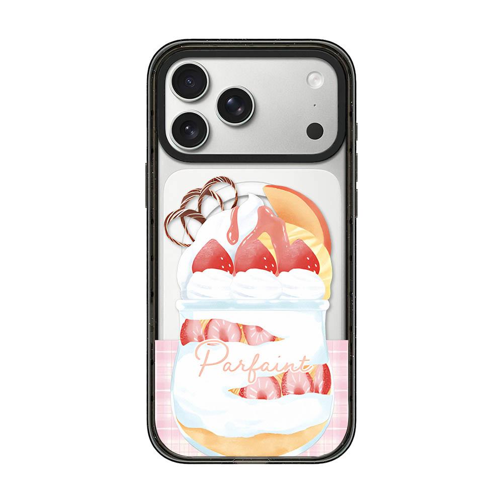 Compatible with iPhone 18 Pro Max & 17 Pro Max Matcha Latte Cake Pattern Magnetic Acrylic TPU Phone Case - Strawberry Parfait Cup