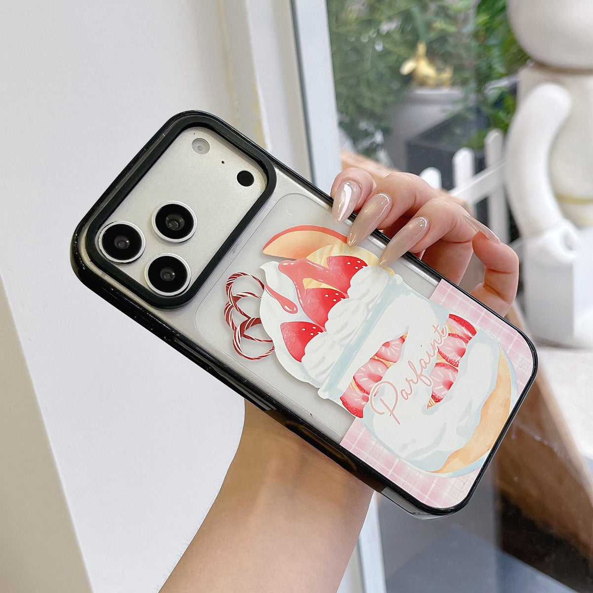 Compatible with iPhone 18 Pro Max & 17 Pro Max Matcha Latte Cake Pattern Magnetic Acrylic TPU Phone Case - Mint Chocolate Cake