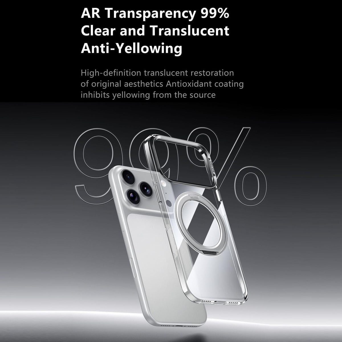 Compatible with iPhone 18 Pro Max SULADA Crystal Series Magnetic Clear PC Phone Case - Transparent