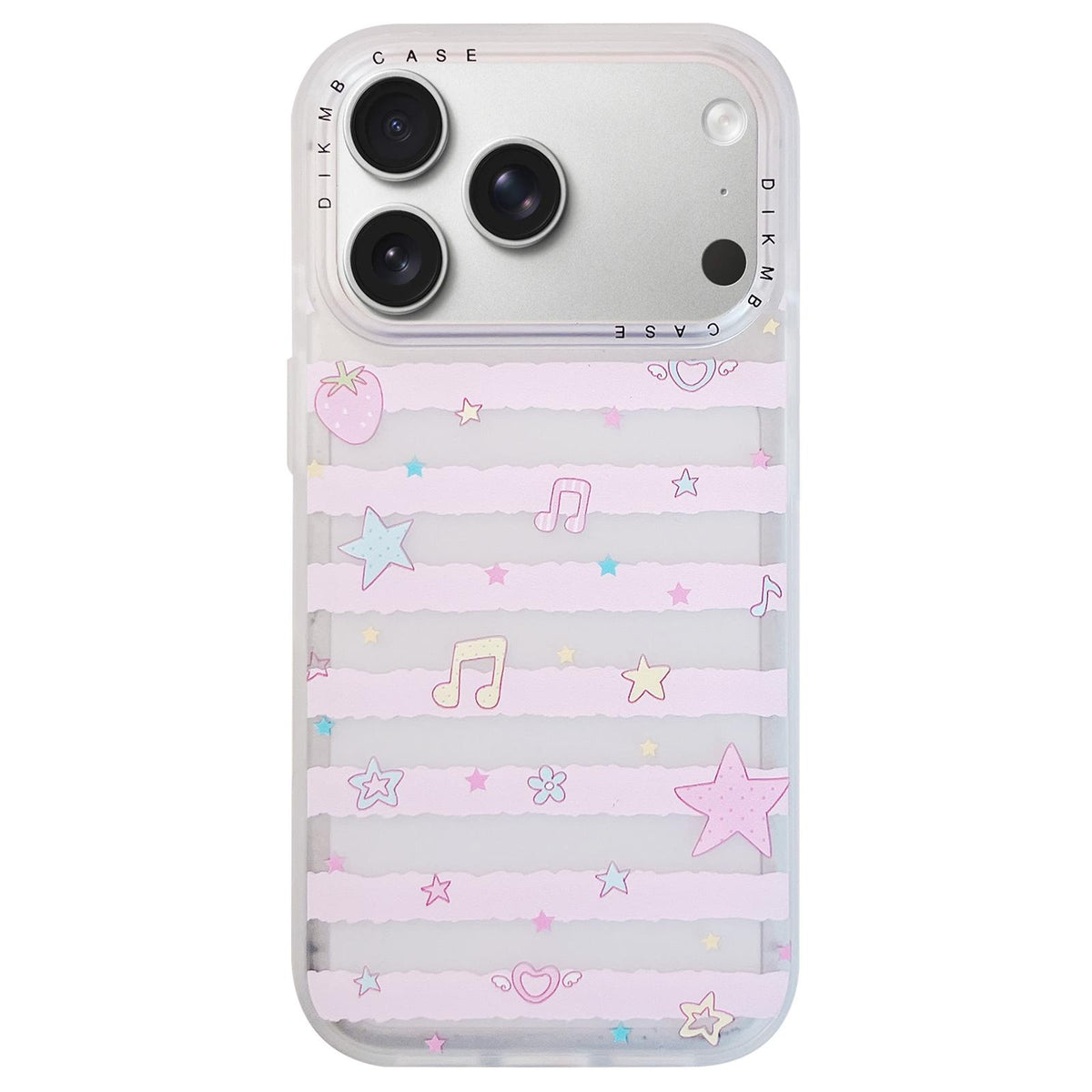 Compatible with iPhone 18 Pro Max & 17 Pro Max Skin Feel Frosted Cartoon Sticker Acrylic Phone Case - Star Striped Musical Notes