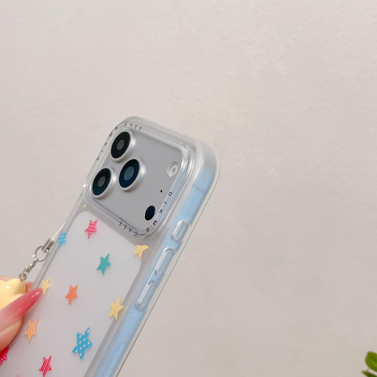Compatible with iPhone 18 Pro & 17 Pro Skin Feel Frosted Cartoon Sticker Acrylic Phone Case with Pendant - Rainy Clouds