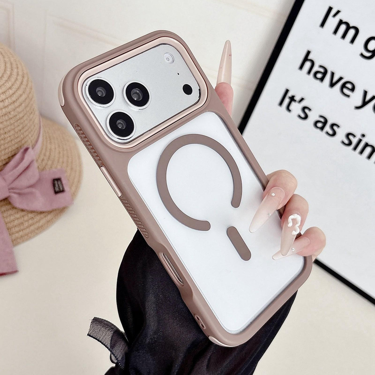 Compatible with iPhone 18 Pro Max & 17 Pro Max Cool 3 in 1 Magnetic Anti-slip Edge Phone Case - Desert Gold