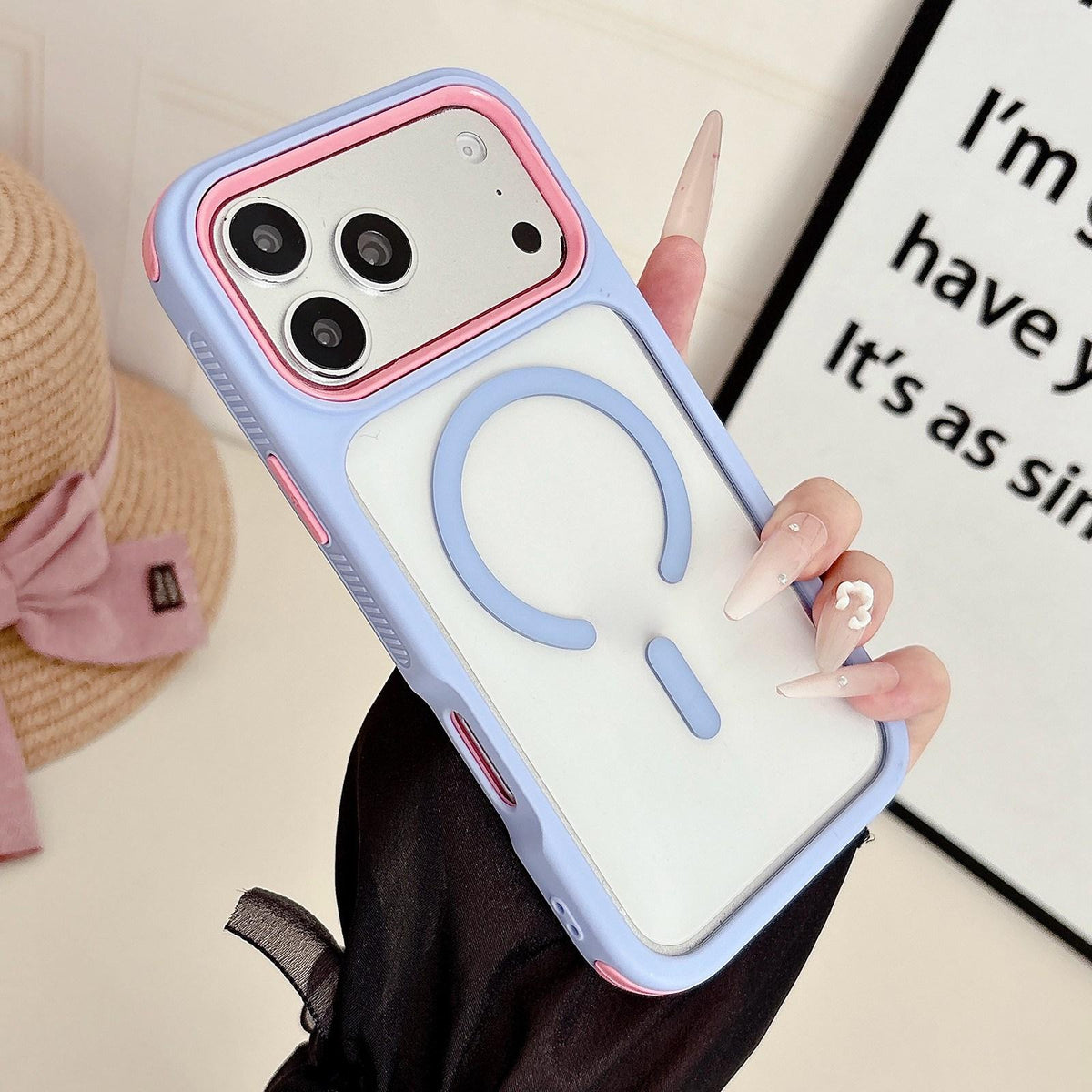 Compatible with iPhone 18 Pro Max & 17 Pro Max Cool 3 in 1 Magnetic Anti-slip Edge Phone Case - Light Purple