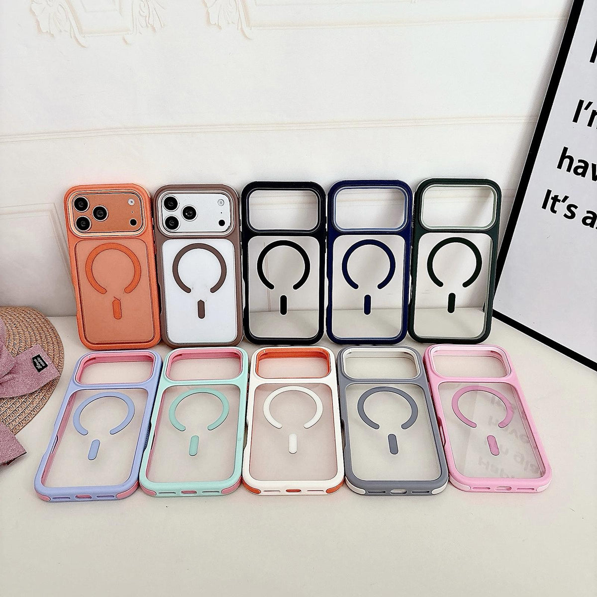 Compatible with iPhone 18 Pro Max & 17 Pro Max Cool 3 in 1 Magnetic Anti-slip Edge Phone Case - Pink