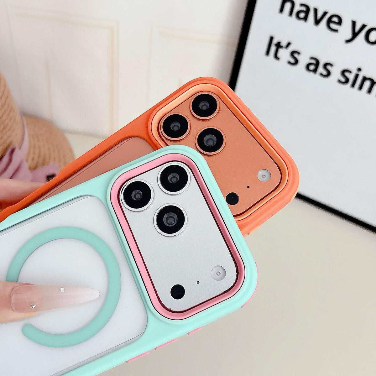 Compatible with iPhone 18 Pro Max & 17 Pro Max Cool 3 in 1 Magnetic Anti-slip Edge Phone Case - Pink