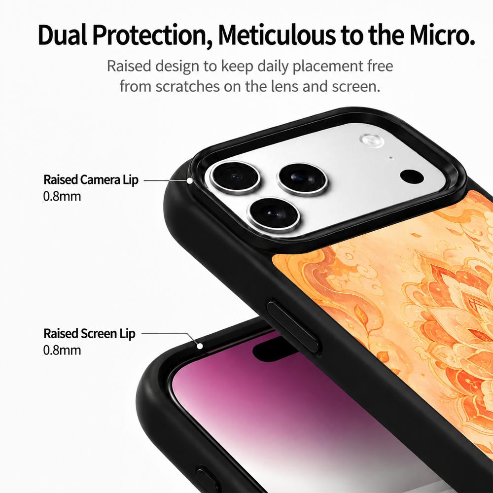 Compatible with iPhone 18 Pro Max & 17 Pro Max Fire Series PC Silicone Magnetic Phone Case - Fire Lotus