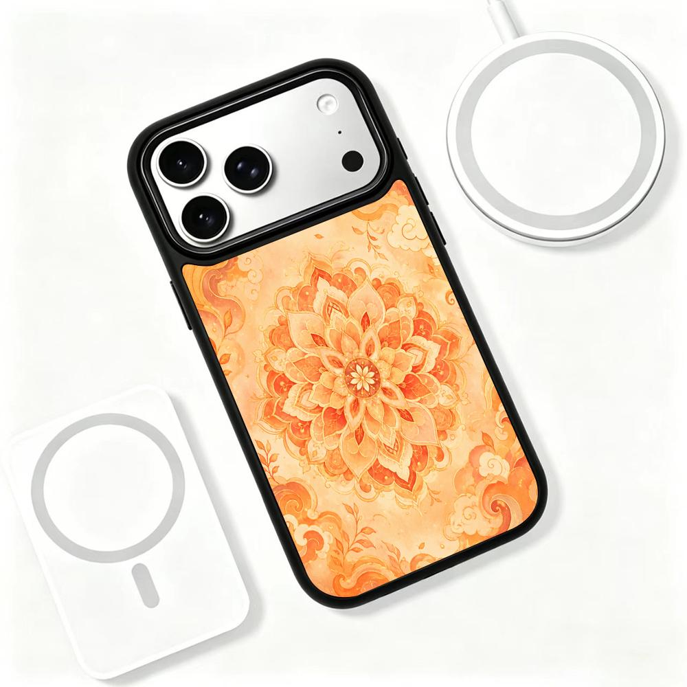 Compatible with iPhone 18 Pro Max & 17 Pro Max Fire Series PC Silicone Magnetic Phone Case - Fire Lotus