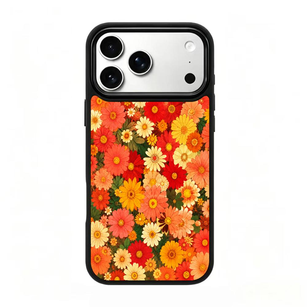 Compatible with iPhone 18 Pro Max & 17 Pro Max Fire Series PC Silicone Magnetic Phone Case - Fire Daisy