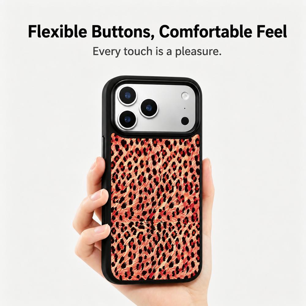 Compatible with iPhone 18 Pro Max & 17 Pro Max Fire Series PC Silicone Magnetic Phone Case - Fire Leopard Print