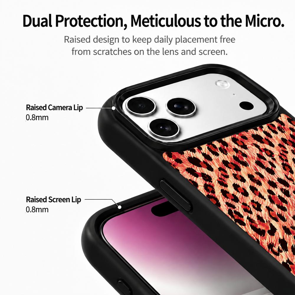 Compatible with iPhone 18 Pro Max & 17 Pro Max Fire Series PC Silicone Magnetic Phone Case - Fire Leopard Print