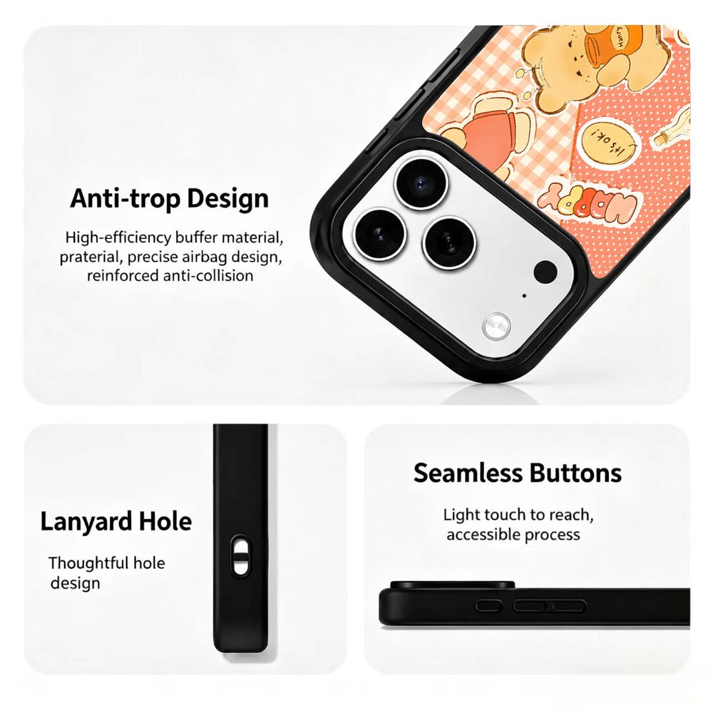 Compatible with iPhone 18 Pro Max & 17 Pro Max Fire Series PC Silicone Magnetic Phone Case - Fire Honey Bear