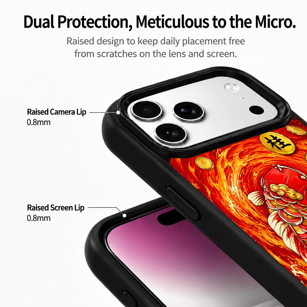 Compatible with iPhone 18 Pro & 17 Pro Fire Series PC Silicone Magnetic Phone Case - Fire Koi