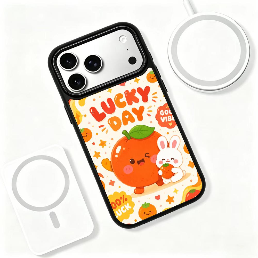 Compatible with iPhone 18 Pro & 17 Pro Fire Series PC Silicone Magnetic Phone Case - Fire Lucky Persimmon