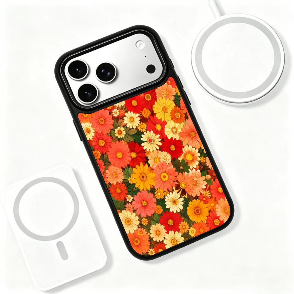 Compatible with iPhone 18 Pro & 17 Pro Fire Series PC Silicone Magnetic Phone Case - Fire Daisy