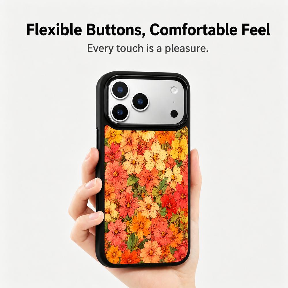 Compatible with iPhone 18 Pro & 17 Pro Fire Series PC Silicone Magnetic Phone Case - Fire Flower