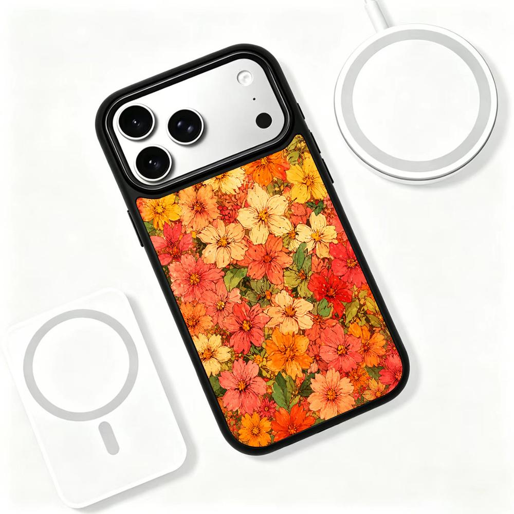 Compatible with iPhone 18 Pro & 17 Pro Fire Series PC Silicone Magnetic Phone Case - Fire Flower