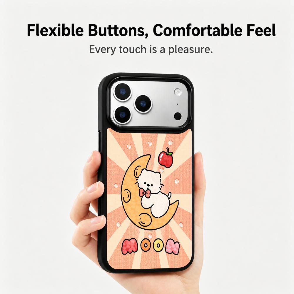 Compatible with iPhone 18 Pro & 17 Pro Fire Series PC Silicone Magnetic Phone Case - Fire Moon Cat