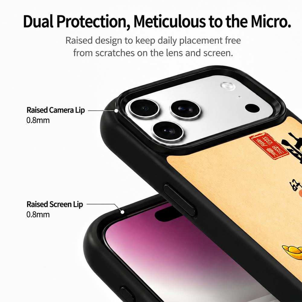 Compatible with iPhone 18 Pro & 17 Pro Fire Series PC Silicone Magnetic Phone Case - Fire God of Wealth