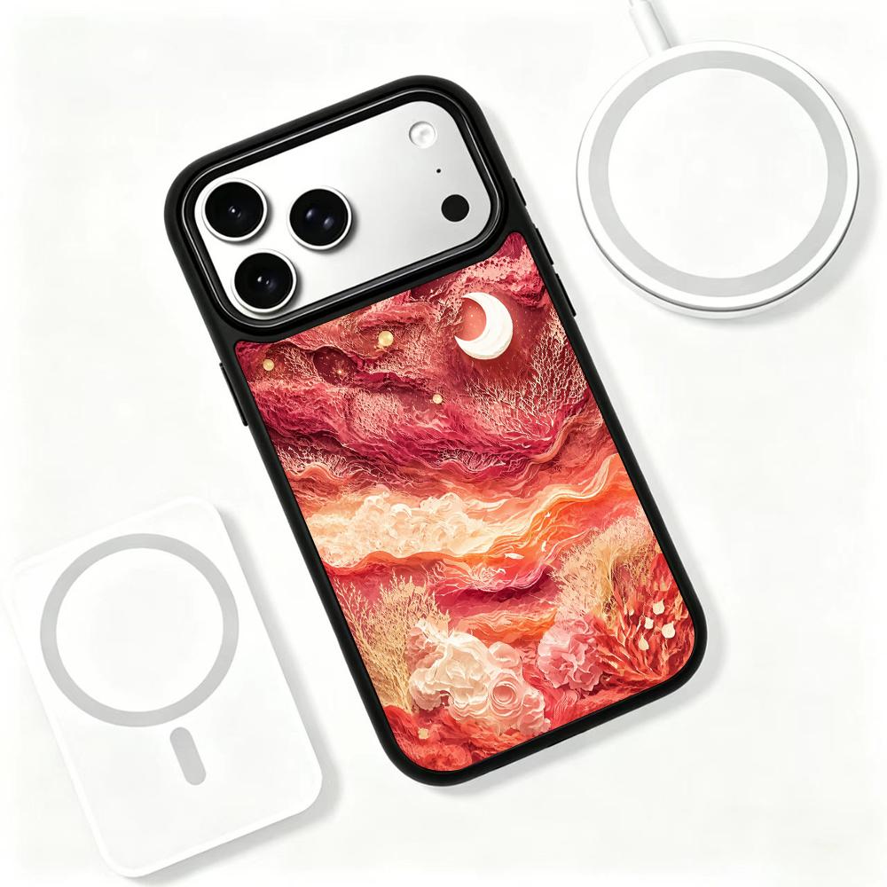 Compatible with iPhone 18 Pro & 17 Pro Fire Series PC Silicone Magnetic Phone Case - Fire Moon Surge