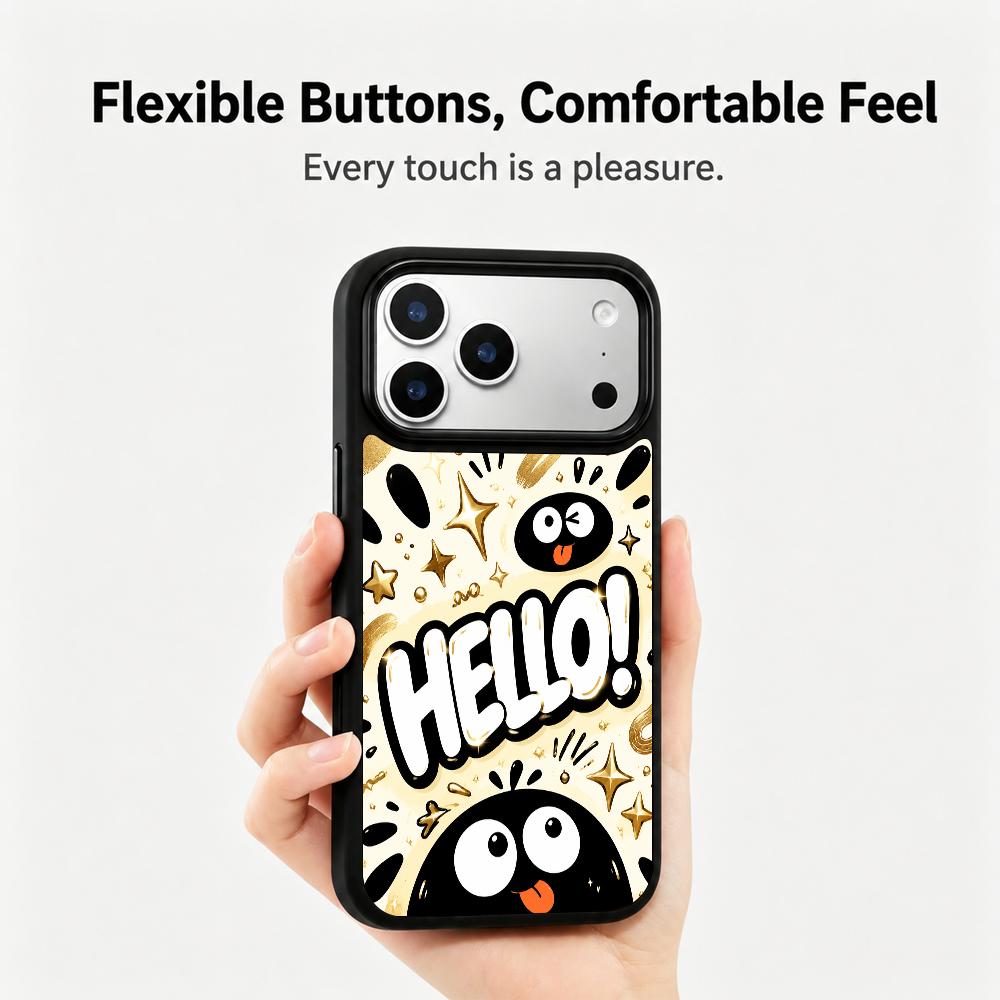 Compatible with iPhone 18 Pro Max & 17 Pro Max Gold Series PC Silicone Magnetic Phone Case - Golden Ink Coal