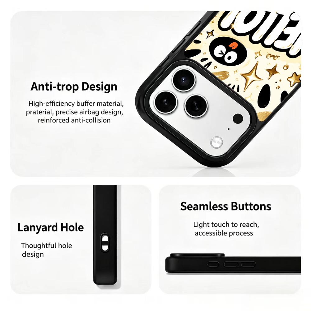 Compatible with iPhone 18 Pro Max & 17 Pro Max Gold Series PC Silicone Magnetic Phone Case - Golden Ink Coal