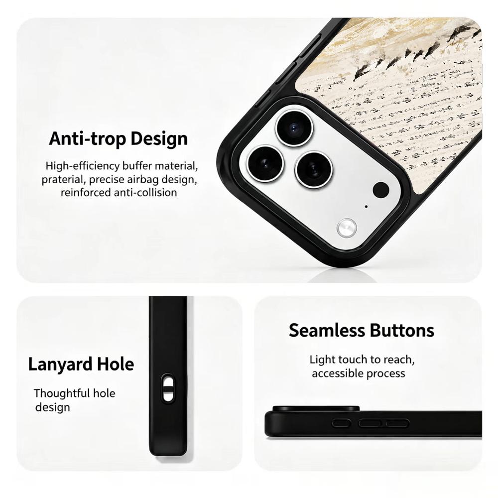 Compatible with iPhone 18 Pro Max & 17 Pro Max Gold Series PC Silicone Magnetic Phone Case - Golden Cloud Path