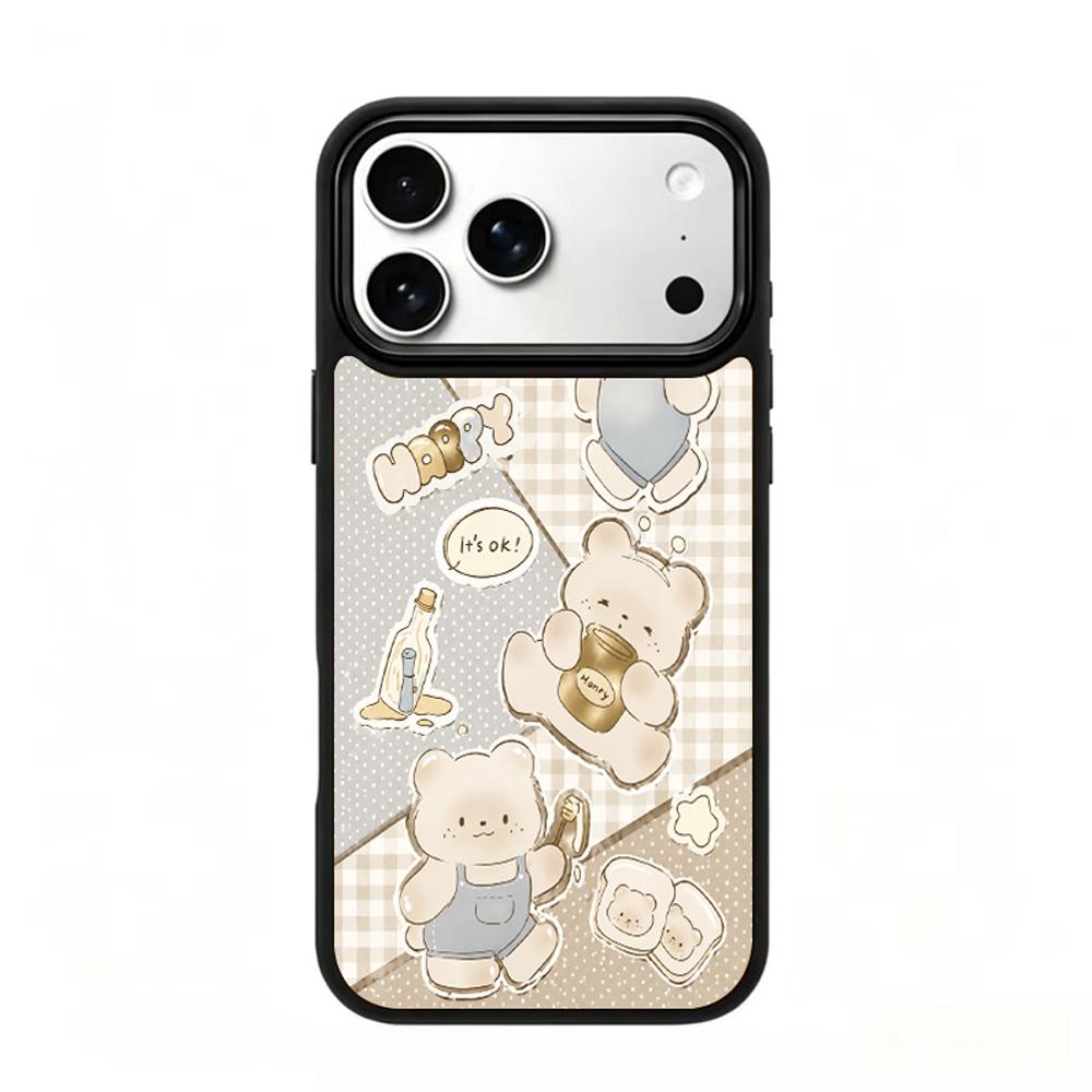 Compatible with iPhone 18 Pro & 17 Pro Gold Series PC Silicone Magnetic Phone Case - Golden Honey Bear