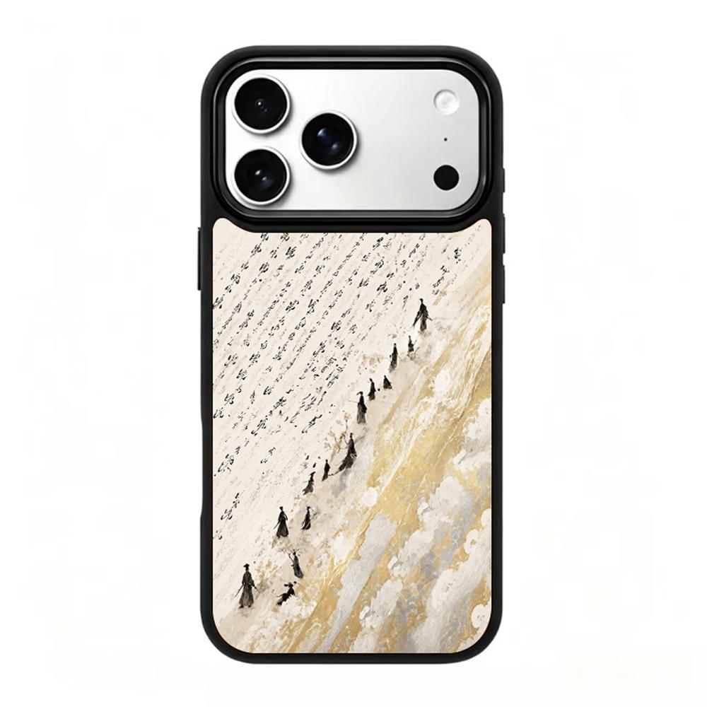 Compatible with iPhone 18 Pro & 17 Pro Gold Series PC Silicone Magnetic Phone Case - Golden Cloud Path