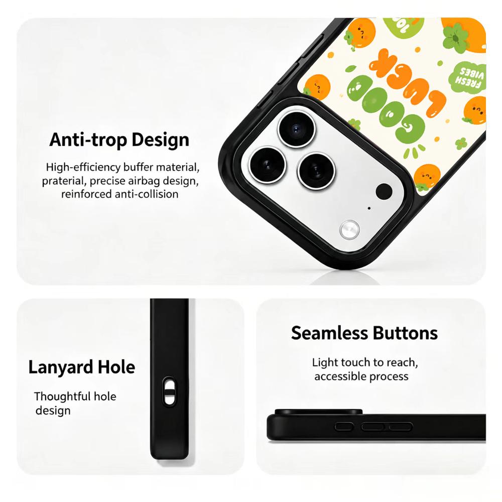 Compatible with iPhone 18 Pro Max & 17 Pro Max Wood Series PC Silicone Magnetic Phone Case - Wooden Lucky Persimmon