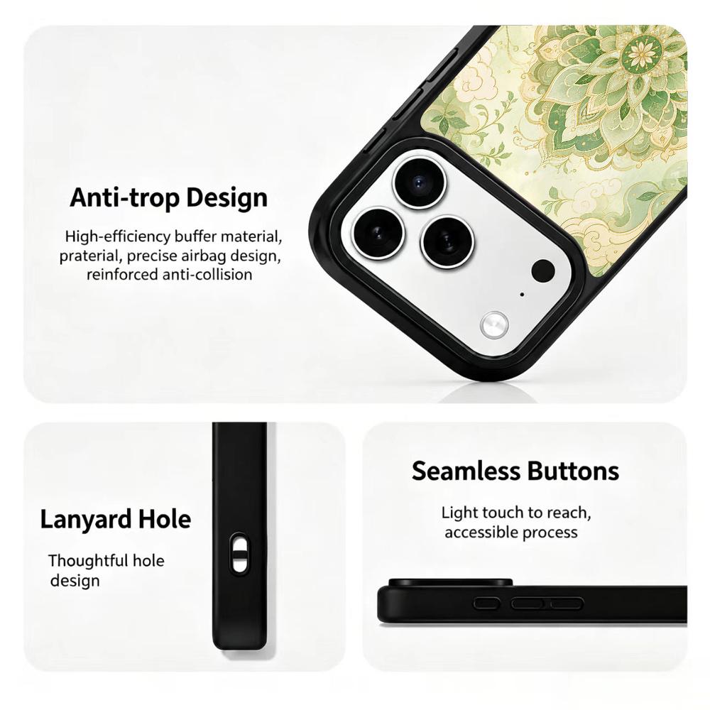 Compatible with iPhone 18 Pro Max & 17 Pro Max Wood Series PC Silicone Magnetic Phone Case - Wooden Lotus