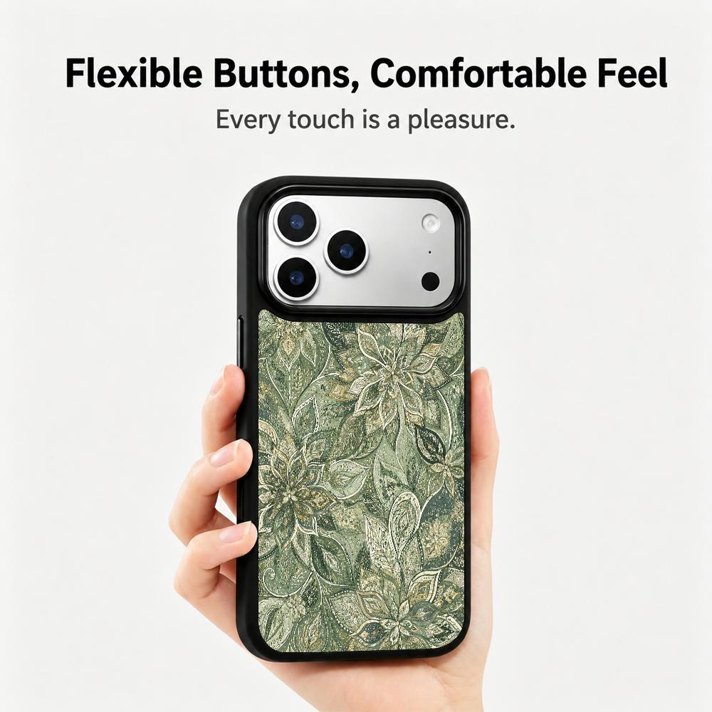 Compatible with iPhone 18 Pro Max & 17 Pro Max Wood Series PC Silicone Magnetic Phone Case - Wooden Lotus Pattern