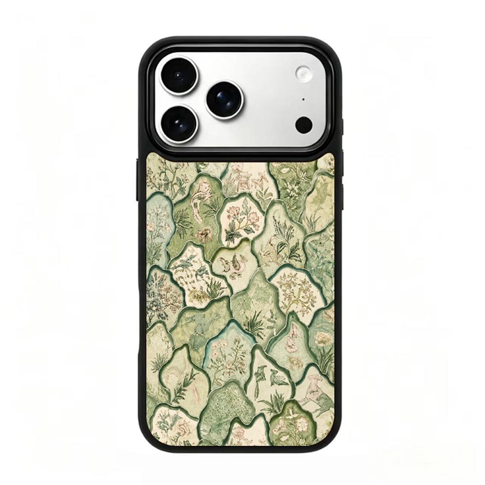 Compatible with iPhone 18 Pro Max & 17 Pro Max Wood Series PC Silicone Magnetic Phone Case - Wooden Floral Porcelain