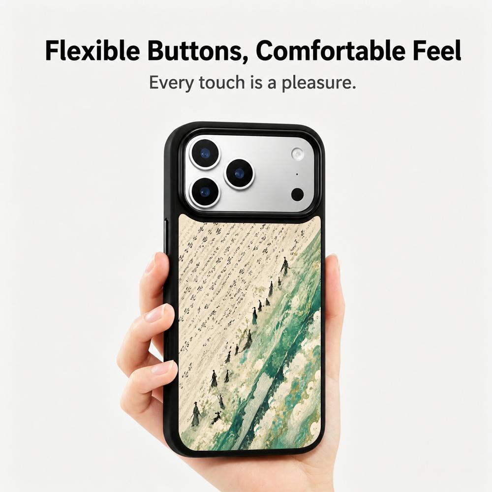 Compatible with iPhone 18 Pro Max & 17 Pro Max Wood Series PC Silicone Magnetic Phone Case - Wood Cloud Journey