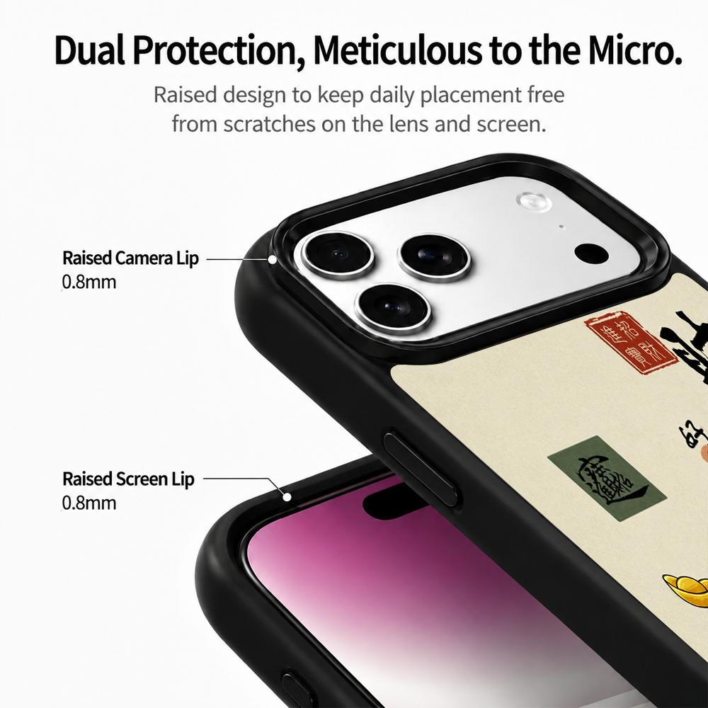 Compatible with iPhone 18 Pro Max & 17 Pro Max Wood Series PC Silicone Magnetic Phone Case - Wood God of Wealth