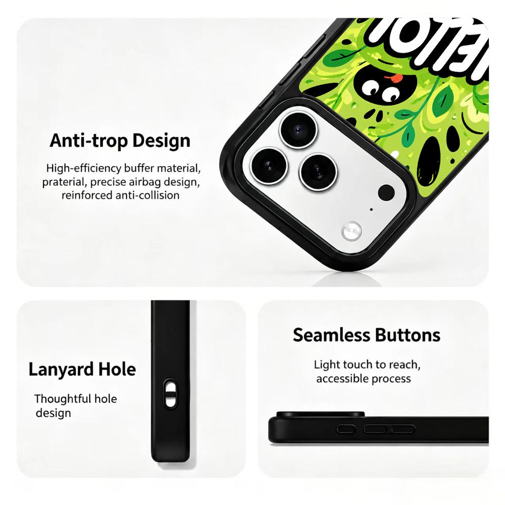 Compatible with iPhone 18 Pro & 17 Pro Wood Series PC Silicone Magnetic Phone Case - Wooden Ink Coal