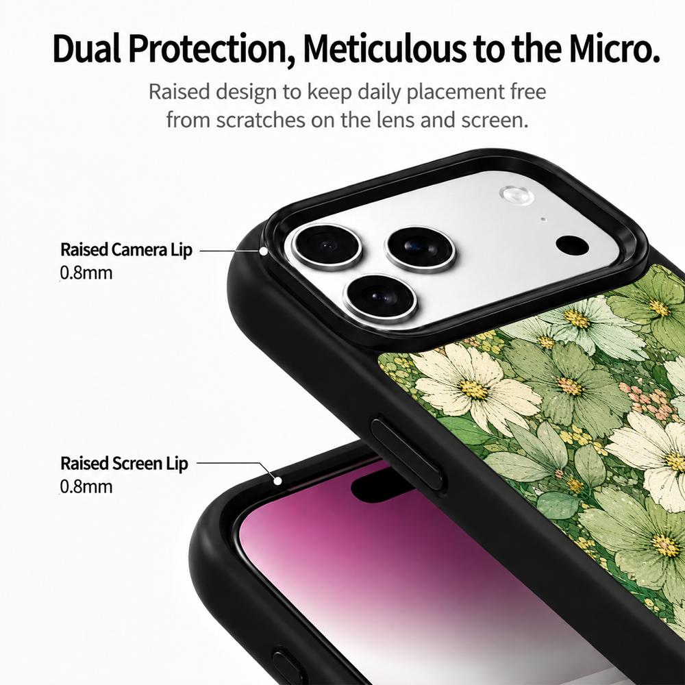 Compatible with iPhone 18 Pro & 17 Pro Wood Series PC Silicone Magnetic Phone Case - Wooden Flower