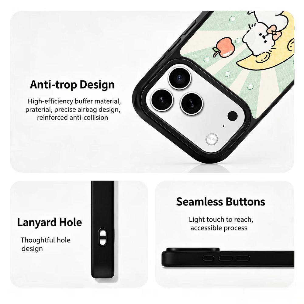 Compatible with iPhone 18 Pro & 17 Pro Wood Series PC Silicone Magnetic Phone Case - Wood Moon Cat