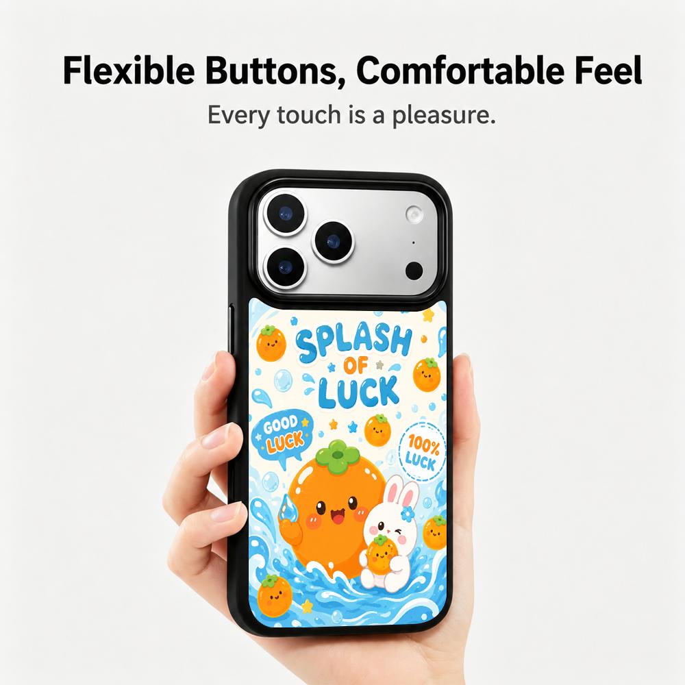 Compatible with iPhone 18 Pro Max & 17 Pro Max Water Series PC Silicone Magnetic Phone Case - Water Lucky Persimmon