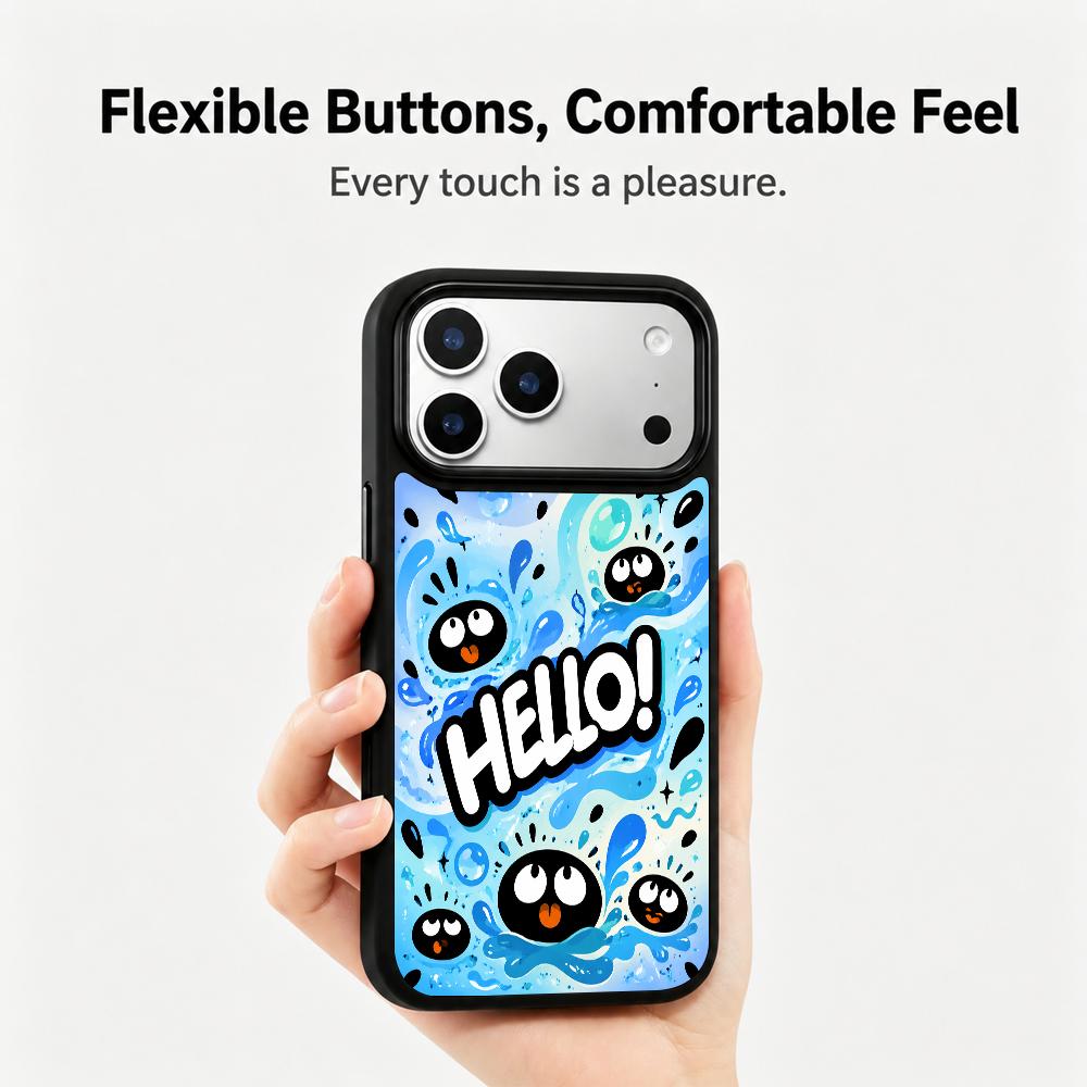 Compatible with iPhone 18 Pro Max & 17 Pro Max Water Series PC Silicone Magnetic Phone Case - Water Ink Coal