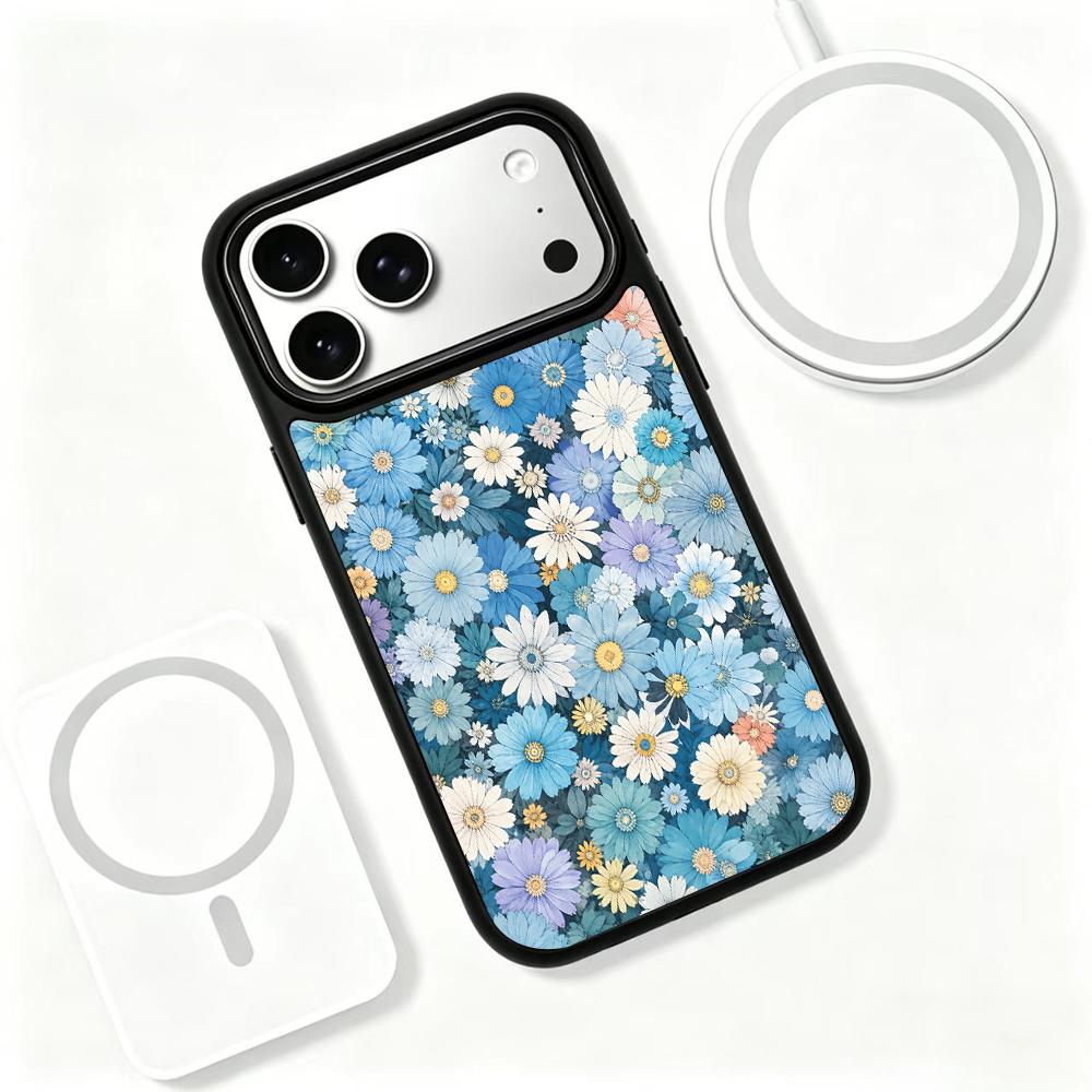 Compatible with iPhone 18 Pro Max & 17 Pro Max Water Series PC Silicone Magnetic Phone Case - Water Daisy