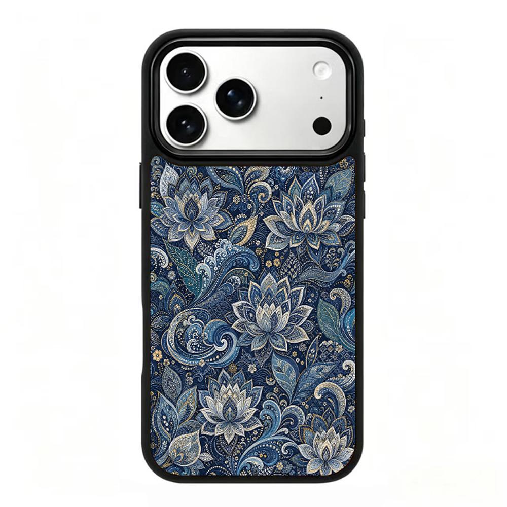 Compatible with iPhone 18 Pro Max & 17 Pro Max Water Series PC Silicone Magnetic Phone Case - Water Lotus Pattern