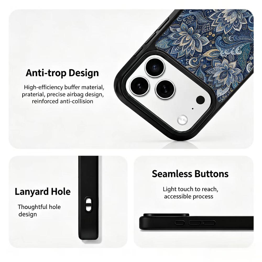 Compatible with iPhone 18 Pro Max & 17 Pro Max Water Series PC Silicone Magnetic Phone Case - Water Lotus Pattern