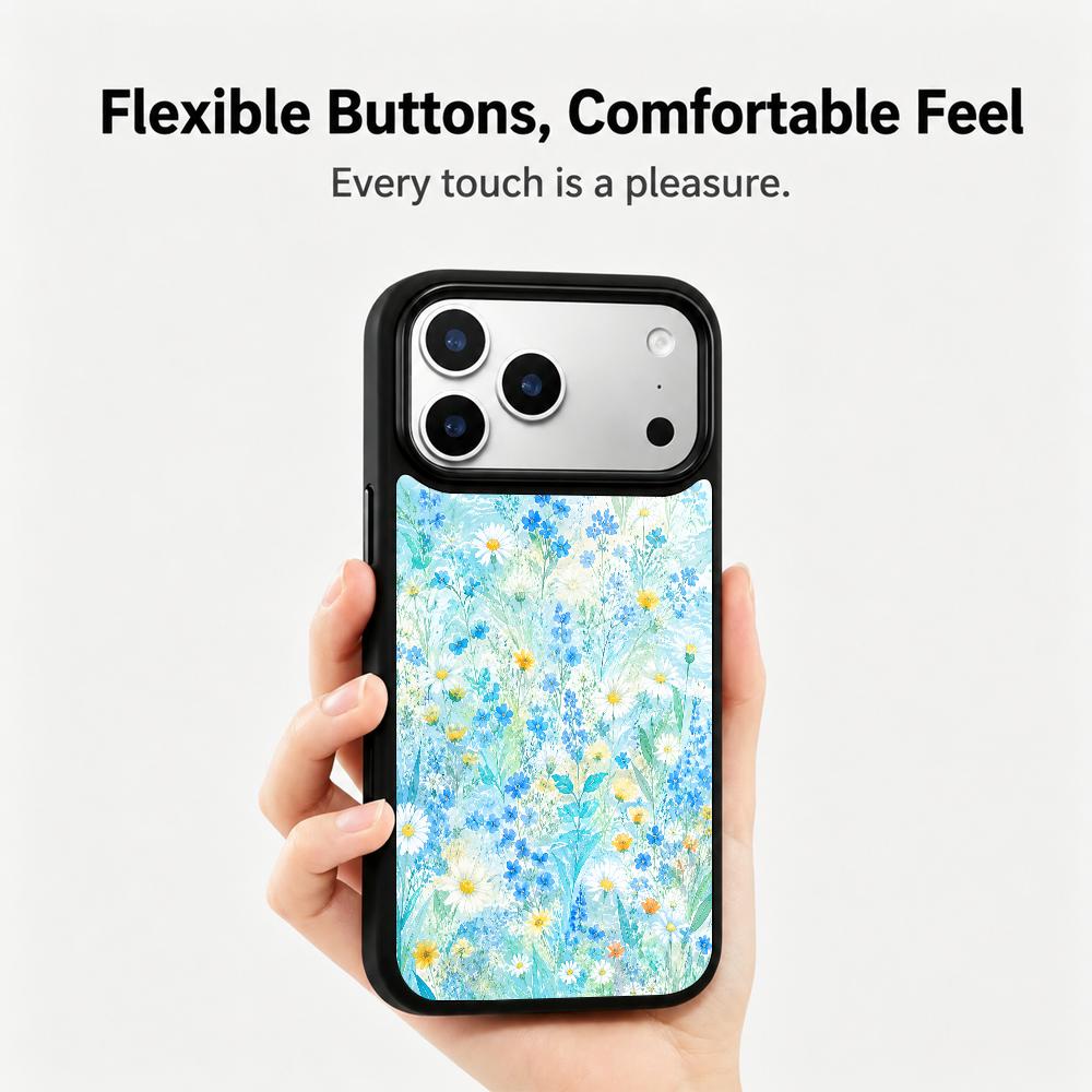 Compatible with iPhone 18 Pro Max & 17 Pro Max Water Series PC Silicone Magnetic Phone Case - Water Wildflowers