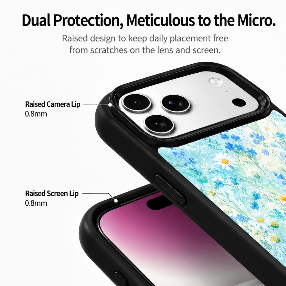 Compatible with iPhone 18 Pro Max & 17 Pro Max Water Series PC Silicone Magnetic Phone Case - Water Wildflowers
