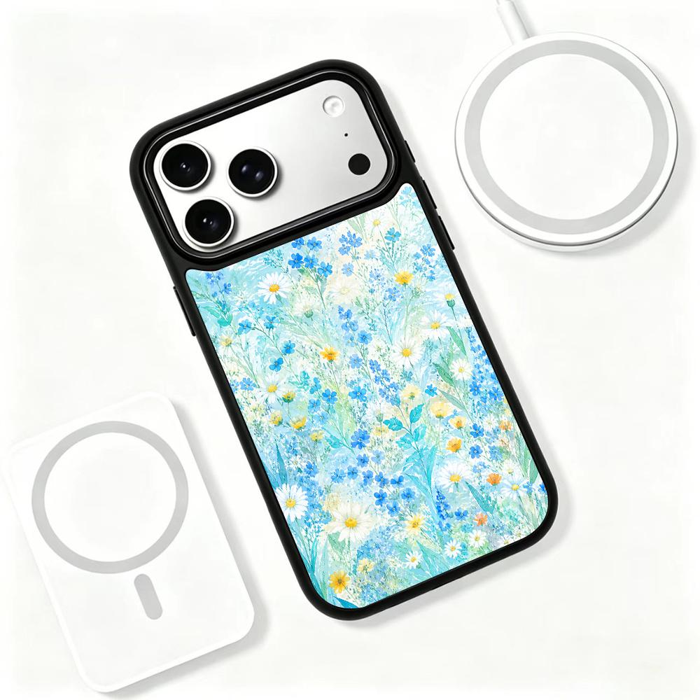 Compatible with iPhone 18 Pro Max & 17 Pro Max Water Series PC Silicone Magnetic Phone Case - Water Wildflowers