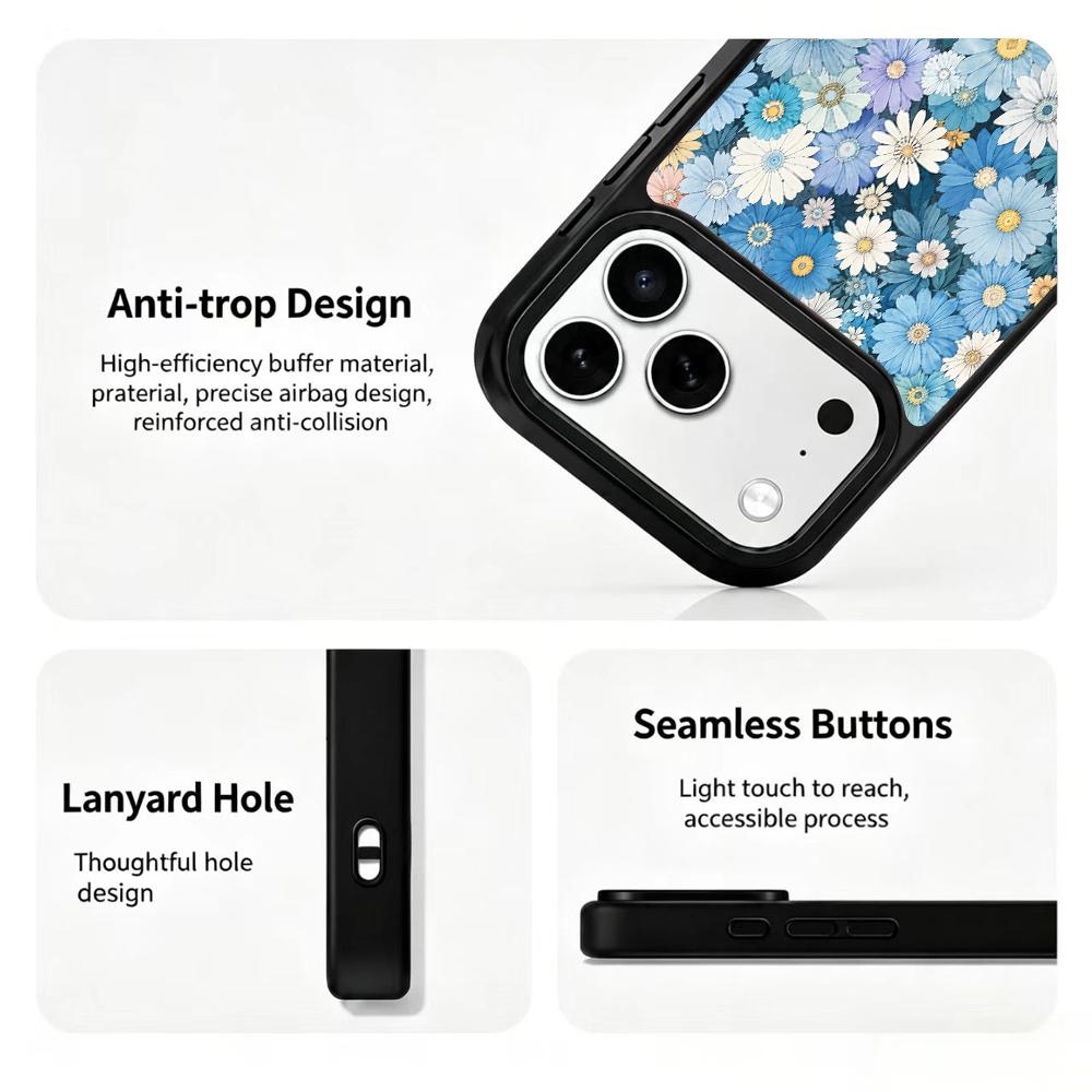Compatible with iPhone 18 Pro & 17 Pro Water Series PC Silicone Magnetic Phone Case - Water Daisy