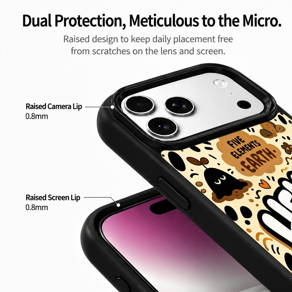Compatible with iPhone 18 Pro Max & 17 Pro Max Earth Series PC Silicone Magnetic Phone Case - Earth Ink Coal