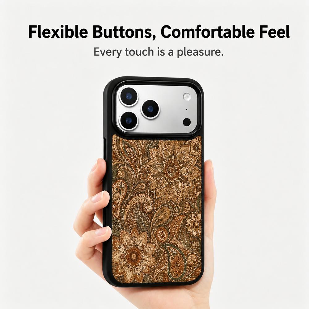 Compatible with iPhone 18 Pro Max & 17 Pro Max Earth Series PC Silicone Magnetic Phone Case - Earth Lotus Pattern