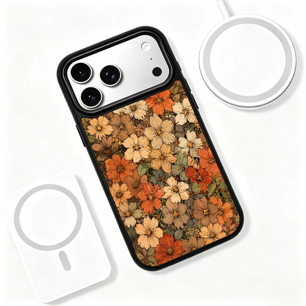 Compatible with iPhone 18 Pro Max & 17 Pro Max Earth Series PC Silicone Magnetic Phone Case - Earth Flower